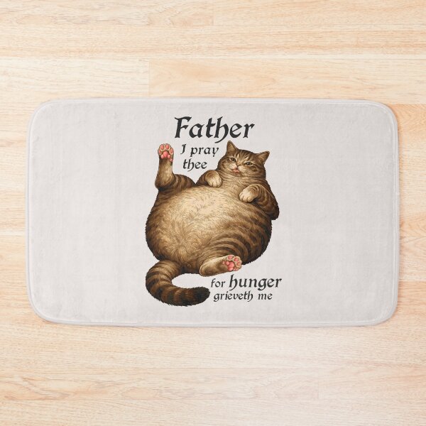Item preview, Tabby Cat Dad Funny Hungry Round Cat Meme Shirt BLACK FONT designed and sold by Ineli.