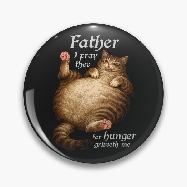 Item preview, Tabby Cat Dad Funny Hungry Round Cat Meme Shirt WHITE FONT designed and sold by Ineli.