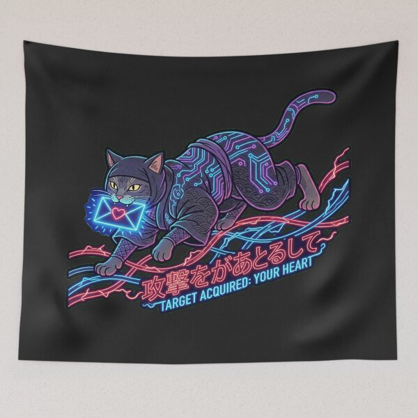Item preview, Cyber Ninja Cat Letter Carrier: Ukiyo-e Logistics Speedster designed and sold by Thaivi Design.