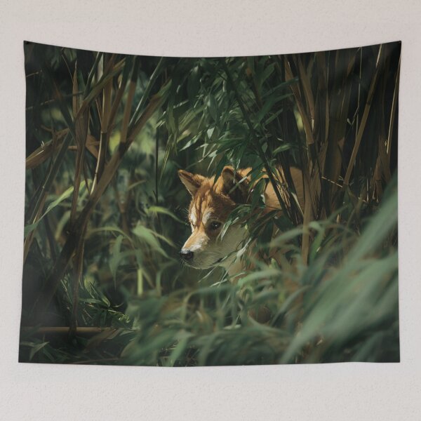 Item preview, A curious Shiba Inu exploring a bamboo forest, Dogs in Motion designed and sold by CDC40.