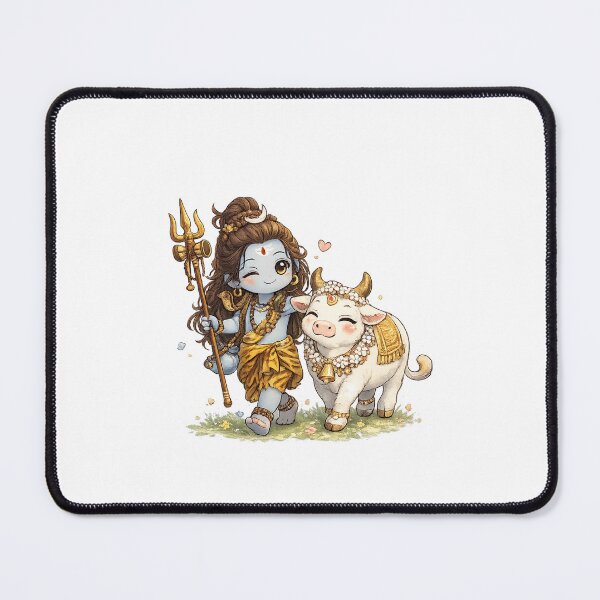 Item preview, Lord Shiva Kawaii Art – Cute Indian God Shiva Illustration with Cow, Hindu Mythology Cartoon, Spiritual Aesthetic Design designed and sold by Paws-nd-Prints.