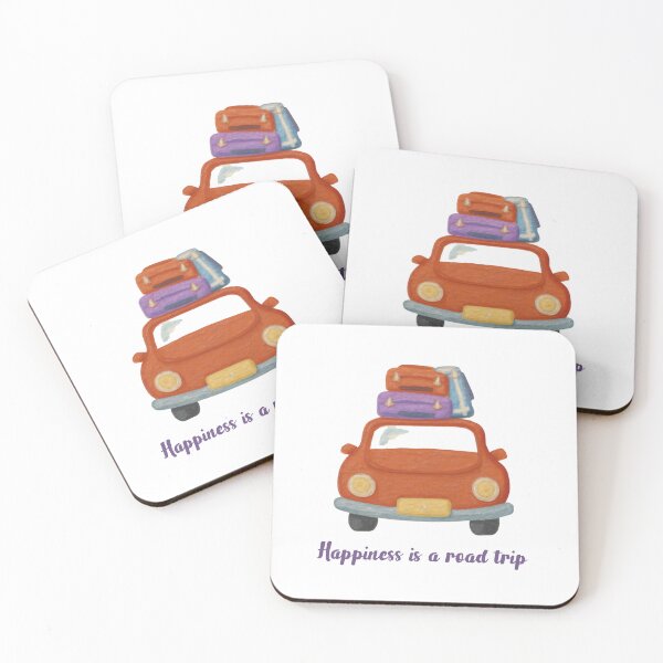 Item preview, Happiness Is a Road Trip Painted Travel Illustration designed and sold by Inkworksbyshery.