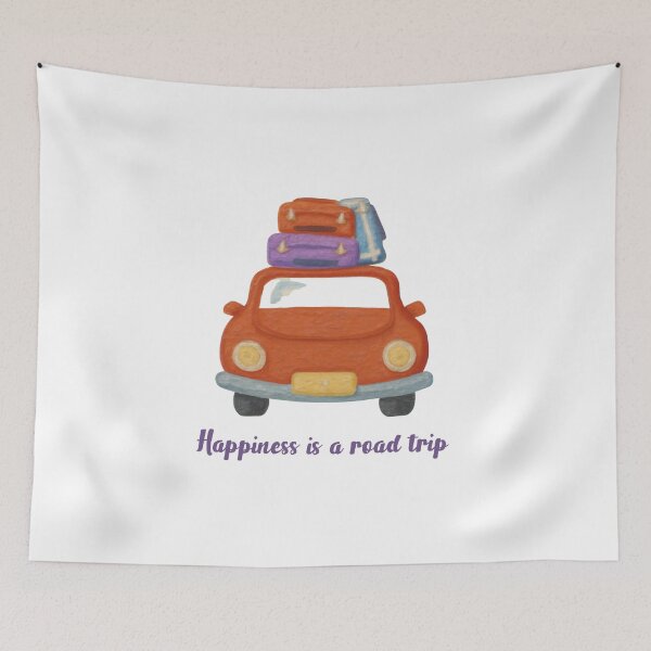 Item preview, Happiness Is a Road Trip Painted Travel Illustration designed and sold by Inkworksbyshery.
