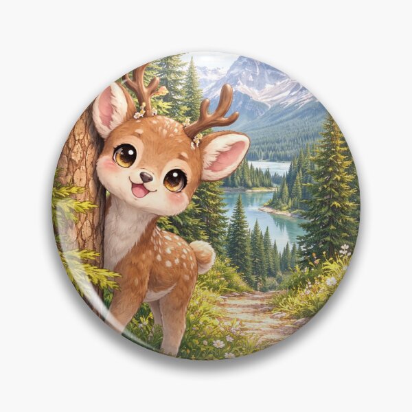 Item preview, Icefields Parkway Deer – Cute Kawaii Deer Illustration, Canadian Wildlife Art, Funny Nature Mountain Cartoon Design designed and sold by Paws-nd-Prints.