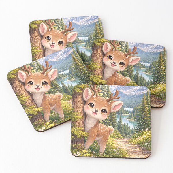 Item preview, Icefields Parkway Deer – Cute Kawaii Deer Illustration, Canadian Wildlife Art, Funny Nature Mountain Cartoon Design designed and sold by Paws-nd-Prints.