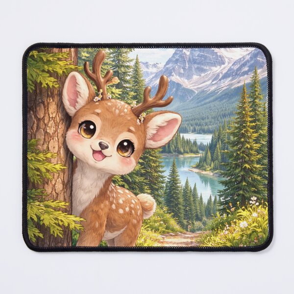 Item preview, Icefields Parkway Deer – Cute Kawaii Deer Illustration, Canadian Wildlife Art, Funny Nature Mountain Cartoon Design designed and sold by Paws-nd-Prints.
