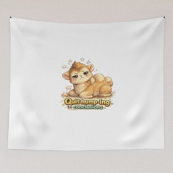 Item preview, Funny Camel Pun Shirt – Quit Hump-ing to Conclusions, Kawaii Camel Cartoon, Cute Pun Animal Art designed and sold by Paws-nd-Prints.
