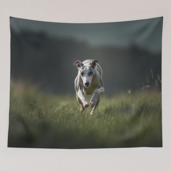 Item preview, A fast-moving Whippet racing on a grassy track, Dogs in Motion designed and sold by CDC40.