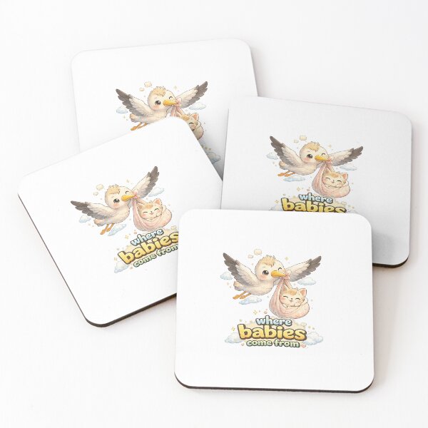 Item preview, Labor and Delivery Humor – Where Babies Come From, Cute Kawaii Stork Baby Illustration, Funny Birth Cartoon designed and sold by Paws-nd-Prints.