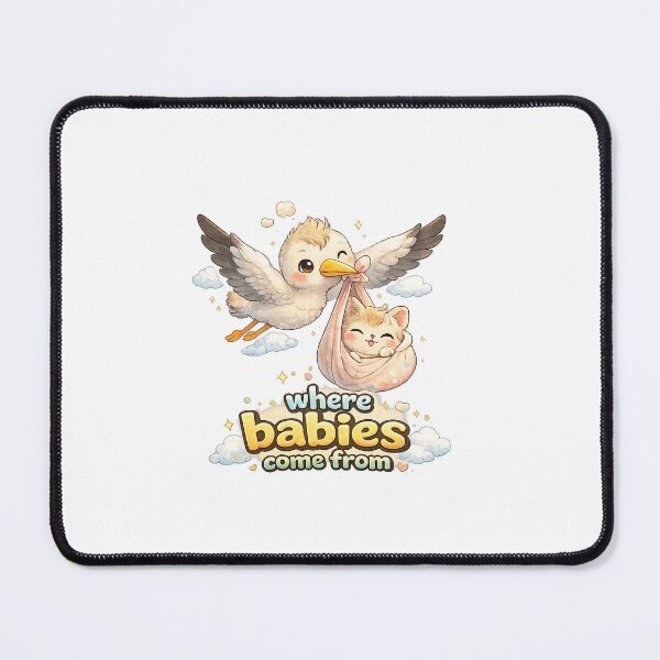 Item preview, Labor and Delivery Humor – Where Babies Come From, Cute Kawaii Stork Baby Illustration, Funny Birth Cartoon designed and sold by Paws-nd-Prints.