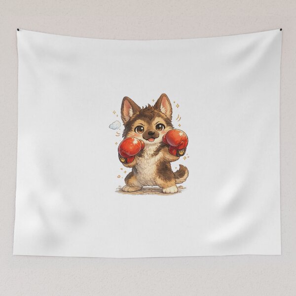 Item preview, Boxing Gloves Dog – Cute German Shepherd Boxer Cartoon, Kawaii Boxing Dog Illustration, Funny Dog Art designed and sold by Paws-nd-Prints.