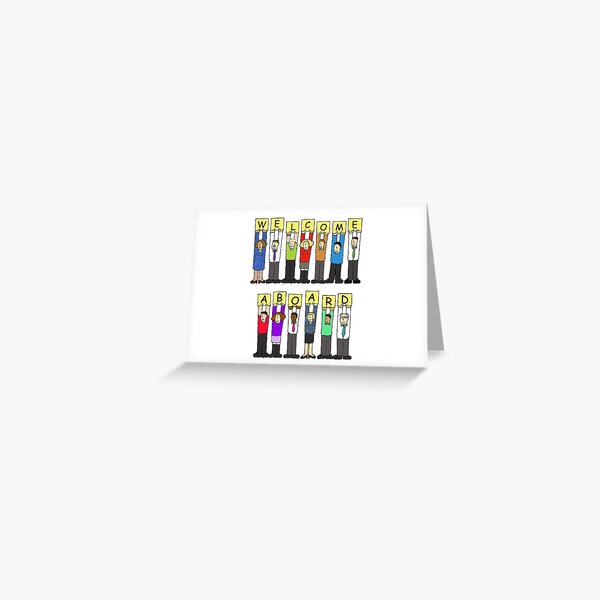 Welcome Aboard to the Team Caroon Group of Diverse People with a Banner Greeting Card
