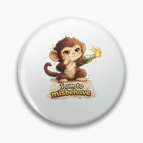 Item preview, I Am To Misbehave Kawaii Art – Mischievous Chimpanzee Cartoon Illustration, Funny Cute Monkey Quote Design, Playful Naughty Animal Art designed and sold by Paws-nd-Prints.