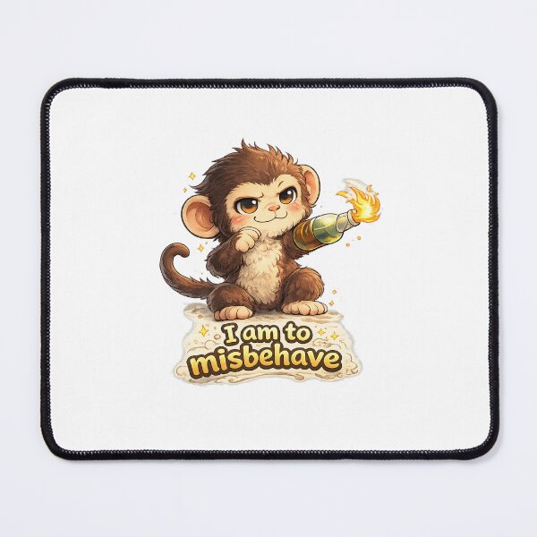 Item preview, I Am To Misbehave Kawaii Art – Mischievous Chimpanzee Cartoon Illustration, Funny Cute Monkey Quote Design, Playful Naughty Animal Art designed and sold by Paws-nd-Prints.