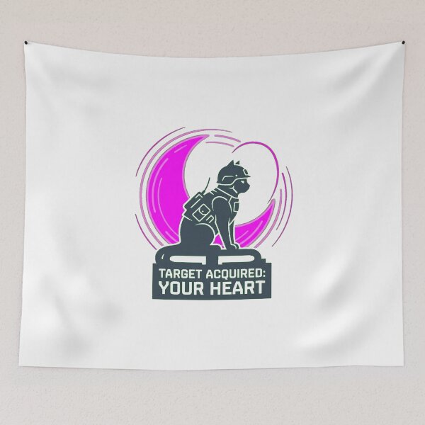 Item preview, Shadow of Terni: Tactical Cat & Neon Heart Moon Silhouette designed and sold by Thaivi Design.