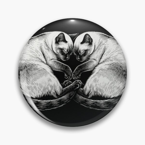 Item preview, Two Siamese Cats Cuddling – Romantic Engraving Illustration for Valentine’s Day designed and sold by CatVibesStudio.