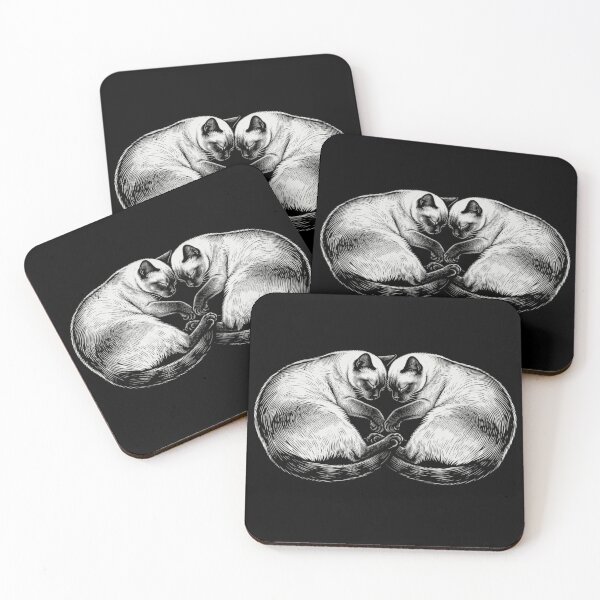 Item preview, Two Siamese Cats Cuddling – Romantic Engraving Illustration for Valentine’s Day designed and sold by CatVibesStudio.