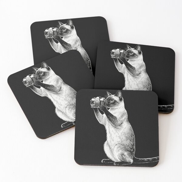 Item preview, Siamese Cat Taking a Photo – Vintage Engraving Illustration designed and sold by CatVibesStudio.