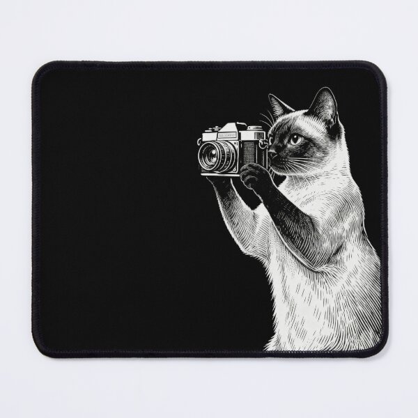 Item preview, Siamese Cat Taking a Photo – Vintage Engraving Illustration designed and sold by CatVibesStudio.