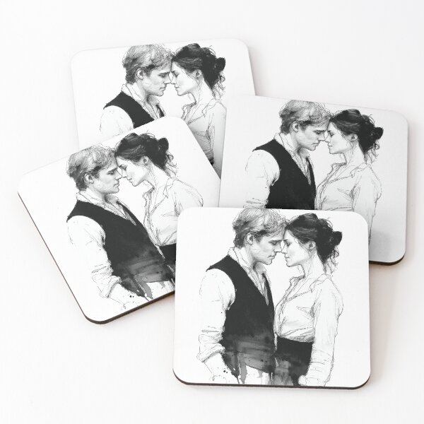 Item preview, Romantic Couple Line Art – Tender Forehead to Forehead Lovers  designed and sold by NektarWorld.