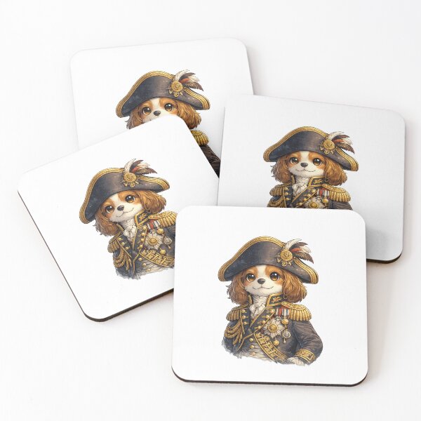 Item preview, Horatio Nelson Kawaii Art – Cute Noble Dog as Lord Horatio Nelson, Funny British Naval History Cartoon Illustration designed and sold by Paws-nd-Prints.