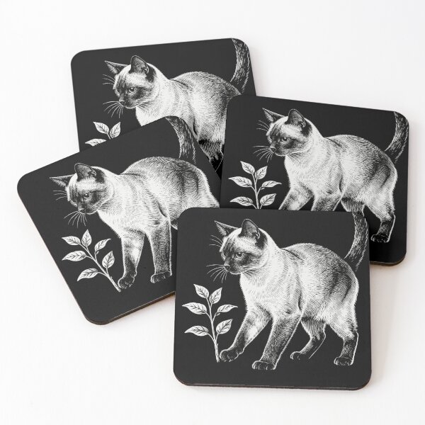 Item preview, Siamese Cat Planting a Flower – Vintage Engraving Illustration designed and sold by CatVibesStudio.