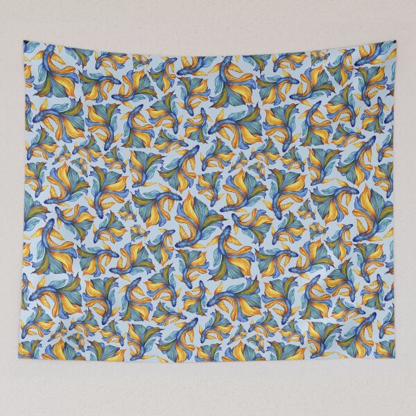 Item preview,  Blue-Yellow fishes, Ukrainian art, Petrykivka style, author's drawing designed and sold by Sunflower-7.
