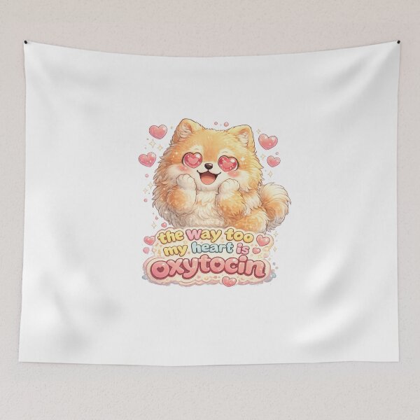 Item preview, Oxytocin Kawaii Art – Cute Pomeranian with Heart Eyes, Funny Love Hormone Quote, Adorable Puppy Valentine Illustration, Wholesome Feel-Good Dog Cartoon designed and sold by Paws-nd-Prints.