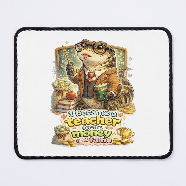 Item preview, I Became a Teacher for the Money and the Fame – Kawaii Teacher Lizard Art, Funny Teacher Quote Illustration, Cute Nerdy Reptile Cartoon, Educator Humor Design designed and sold by Paws-nd-Prints.