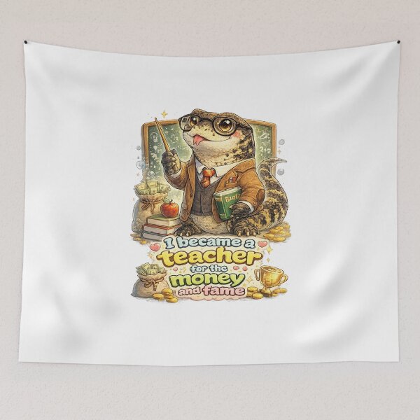 Item preview, I Became a Teacher for the Money and the Fame – Kawaii Teacher Lizard Art, Funny Teacher Quote Illustration, Cute Nerdy Reptile Cartoon, Educator Humor Design designed and sold by Paws-nd-Prints.