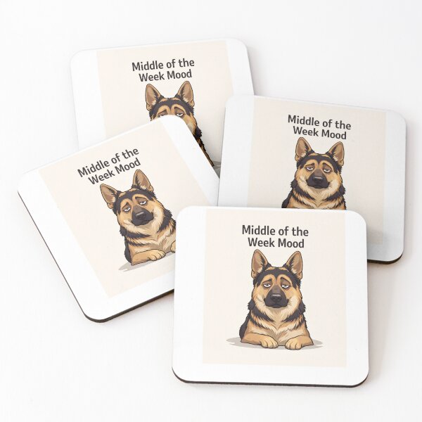 Item preview, Middle of the Week Mood – Tired German Shepherd Illustration designed and sold by Zampettalibera.