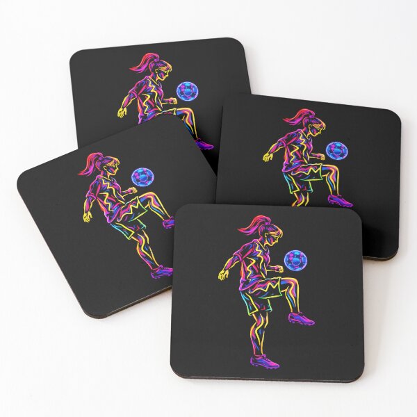 Item preview, Neon Female Soccer Player Juggling Ball – Futuristic Football Art, Glowing Sports Illustration, Women in Soccer Design designed and sold by BrainBubbleArt.