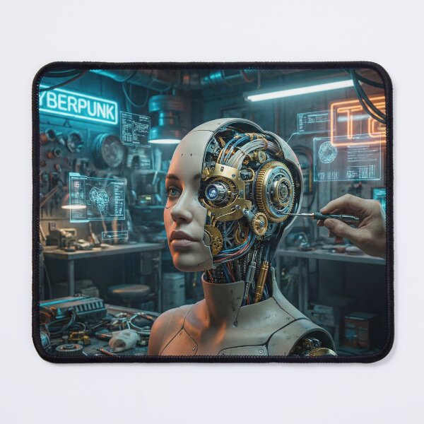 Item preview, Cyberpunk Android Repair Shop - Intricate Sci-Fi Mechanics designed and sold by TheRichGallery.