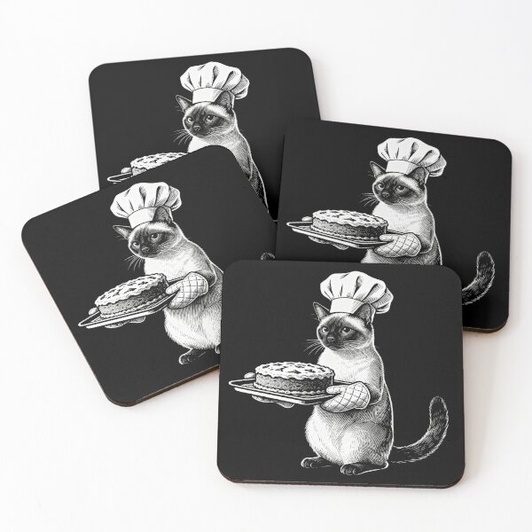 Item preview, Siamese Cat Baking – Vintage Engraving Illustration designed and sold by CatVibesStudio.