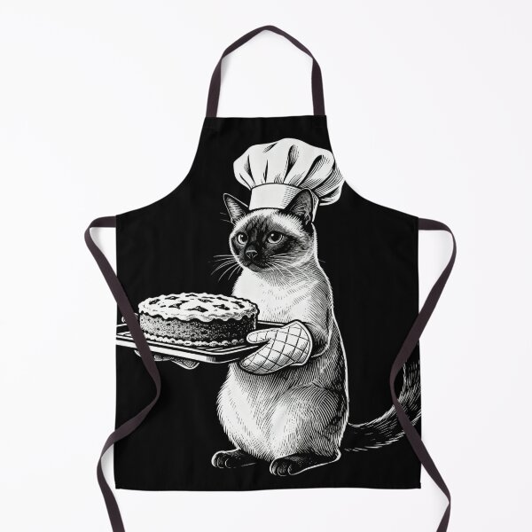 Item preview, Siamese Cat Baking – Vintage Engraving Illustration designed and sold by CatVibesStudio.