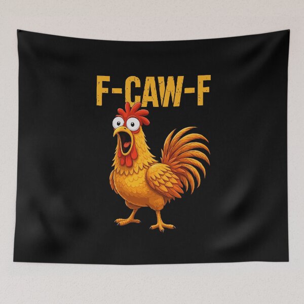 Item preview, F-CAW-F Meme Chicken – Screaming Rooster Internet Meme Funny Cartoon Design designed and sold by BrainBubbleArt.
