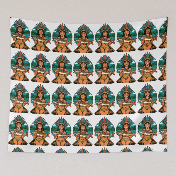 Item preview, Amazonian Indigenous Fisherwoman with Trophy Fish  designed and sold by ARTGENERATESART.