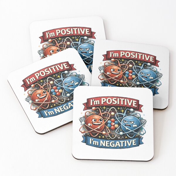 Item preview, Positive Negative Atom Science Pun Cartoon Chemistry Humor  designed and sold by The Junto Shop.
