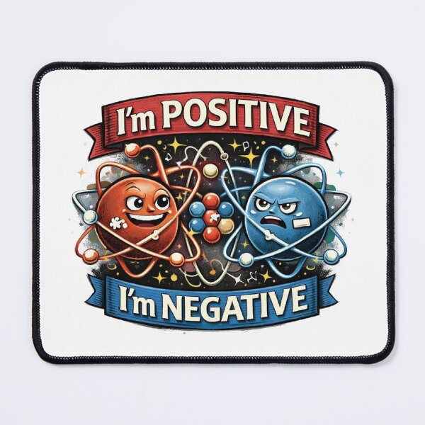 Item preview, Positive Negative Atom Science Pun Cartoon Chemistry Humor  designed and sold by The Junto Shop.