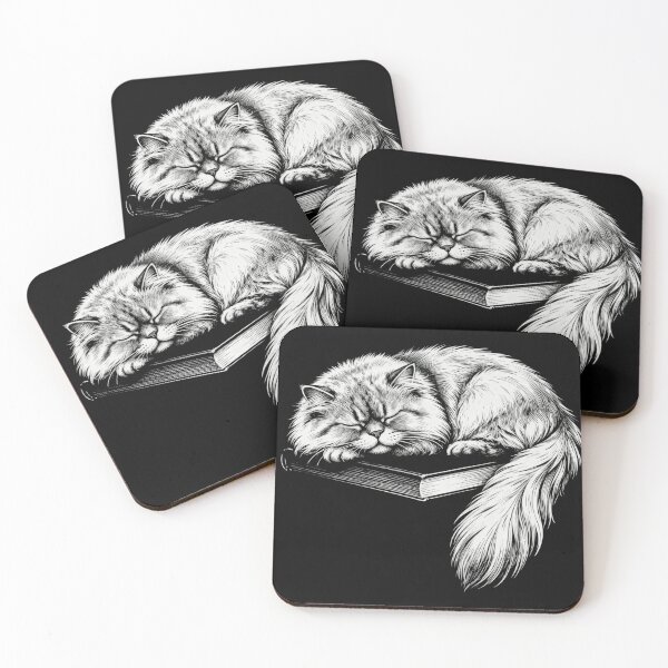 Item preview, Sleeping Persian Cat on Book – Vintage Engraving Illustration designed and sold by CatVibesStudio.