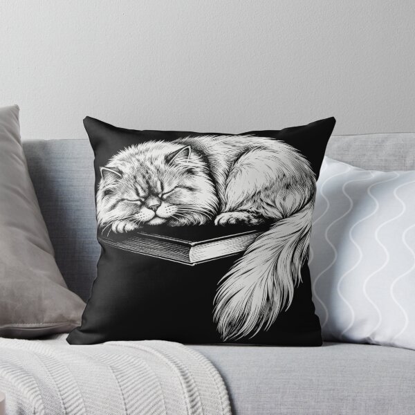 Item preview, Sleeping Persian Cat on Book – Vintage Engraving Illustration designed and sold by CatVibesStudio.