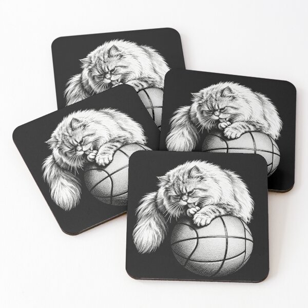 Item preview, Persian Cat on Basketball – Vintage Engraving Illustration designed and sold by CatVibesStudio.