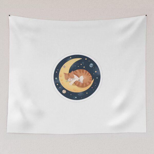 Item preview, Celestial Sleeping Cat on Moon designed and sold by ahmedbenamar101.