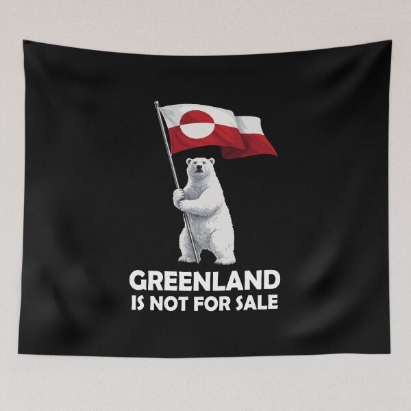 Item preview, Greenland Is Not for Sale – Polar Bear Holding Greenland Flag | Political & Arctic Sovereignty Design designed and sold by BrainBubbleArt.