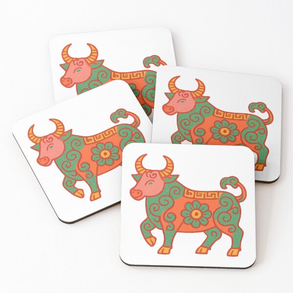 Item preview, Folk Art Zodiac Ox Illustration designed and sold by LaFabricaArt.