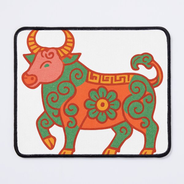 Item preview, Folk Art Zodiac Ox Illustration designed and sold by LaFabricaArt.