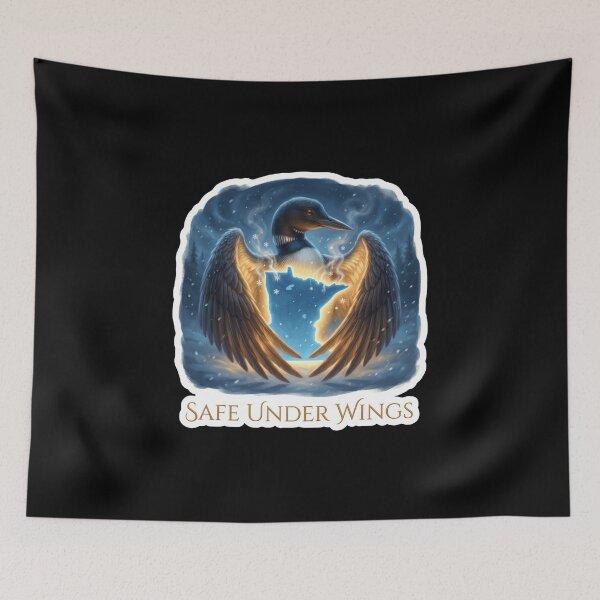 Item preview, Safe Under Wings - Minnesota rebel Loon Guardian Glowing  designed and sold by The Grumpy Pet Club.