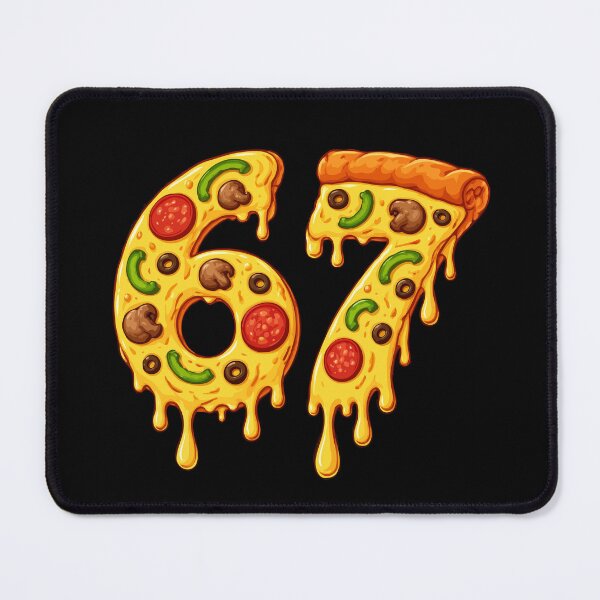 Item preview, Pizza 67 Meme Design – Funny Cheesy Pizza Number Art | Viral Food Meme Illustration designed and sold by BrainBubbleArt.