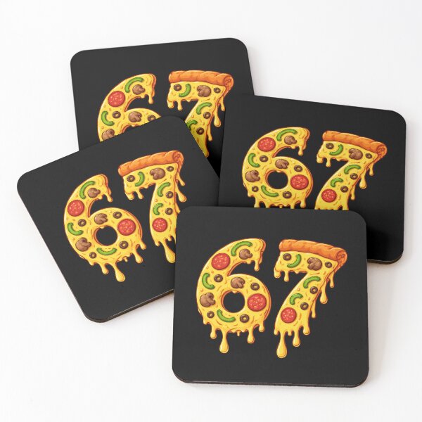 Item preview, Pizza 67 Meme Design – Funny Cheesy Pizza Number Art | Viral Food Meme Illustration designed and sold by BrainBubbleArt.