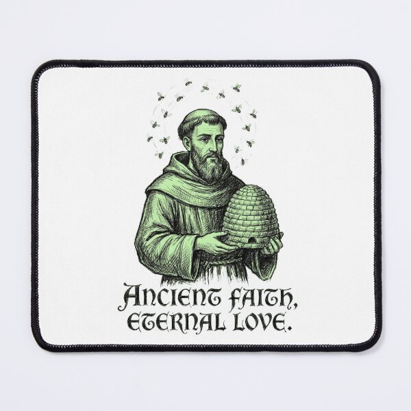 Item preview, Saint Valentine Sacred Apiary Guardian Vintage Charcoal Art designed and sold by Thaivi Design.